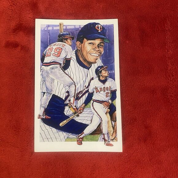 1991 Legends Postcard Baseball #7 Rod Carew Minnesota Twins Angels 3.5" x 5.5” - Picture 1 of 4